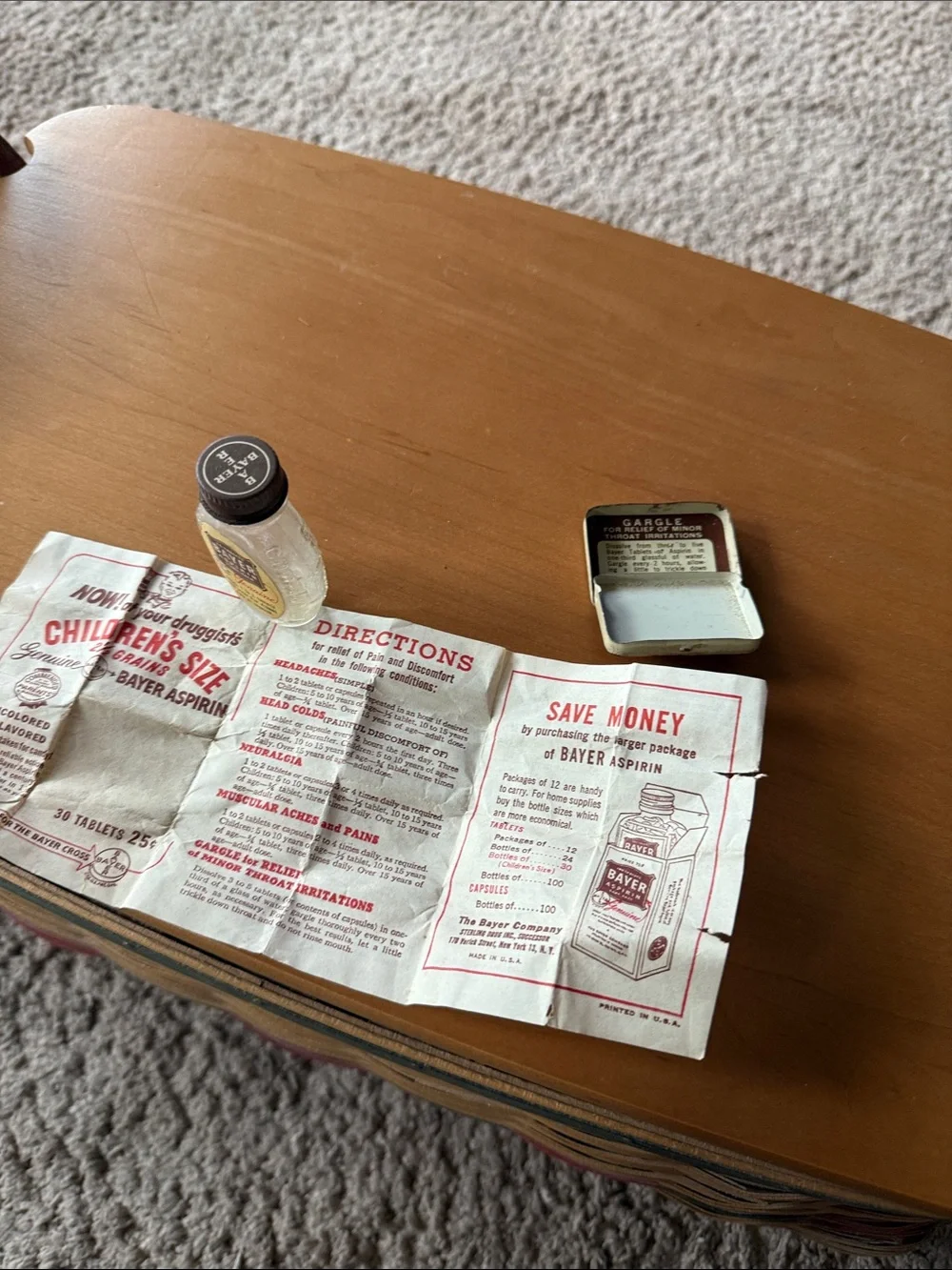 Vintage Aspirin Bottle and Tin Display Set - Brown
